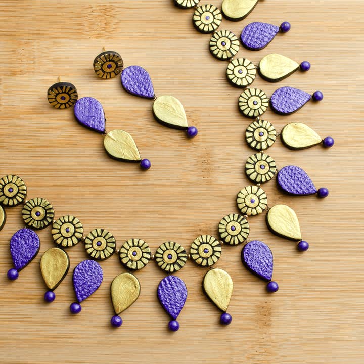 House of Kraft - Wholesale Jewelry Set - Water Droplet Jewelry Set | Clay Jewelry | Purple Jewelry30