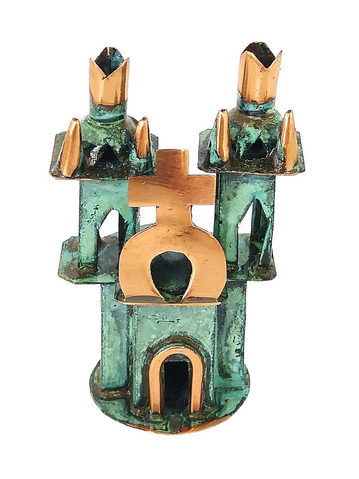 Kleine koperen koloniale kerk voor wholesale door Sedona Spirit