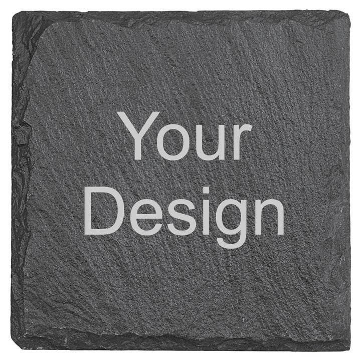 Your Design or Logo - 4" Square Slate Coaster for wholesale by Adirondack Etching LLC