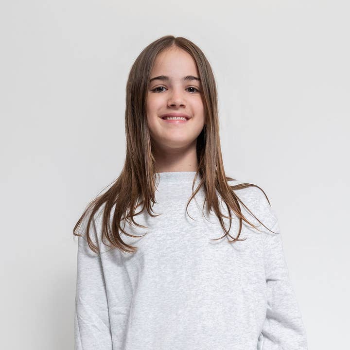 Youth Blank French Terry Crewneck - Light Grey for wholesale by Gertex