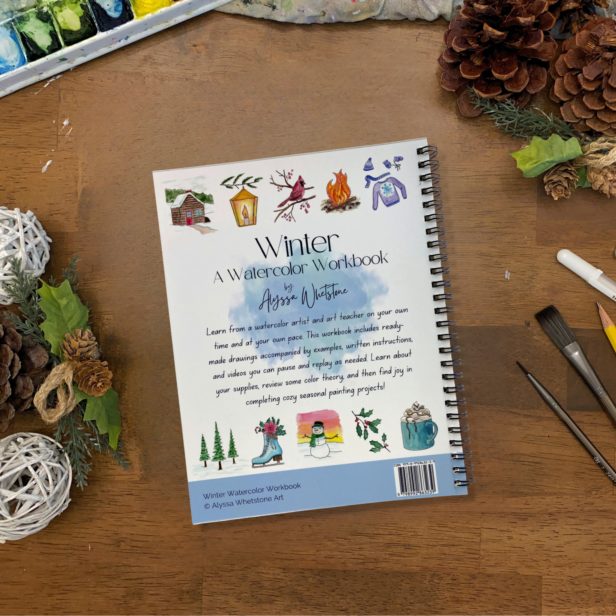 Alyssa Whetstone Art - Vente Carnets de croquis - Cahier d’aquarelle d’hiver avec tutoriels vidéo5