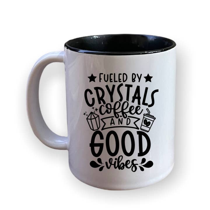 Fueled on Crystals & Coffee Mug for wholesale by Nessa & Kenna Boutique