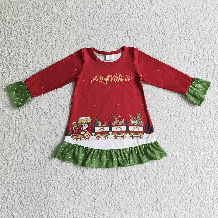 Baby Girls Merry Christmas Knee Length Dresses for wholesale by Aier Wholesale