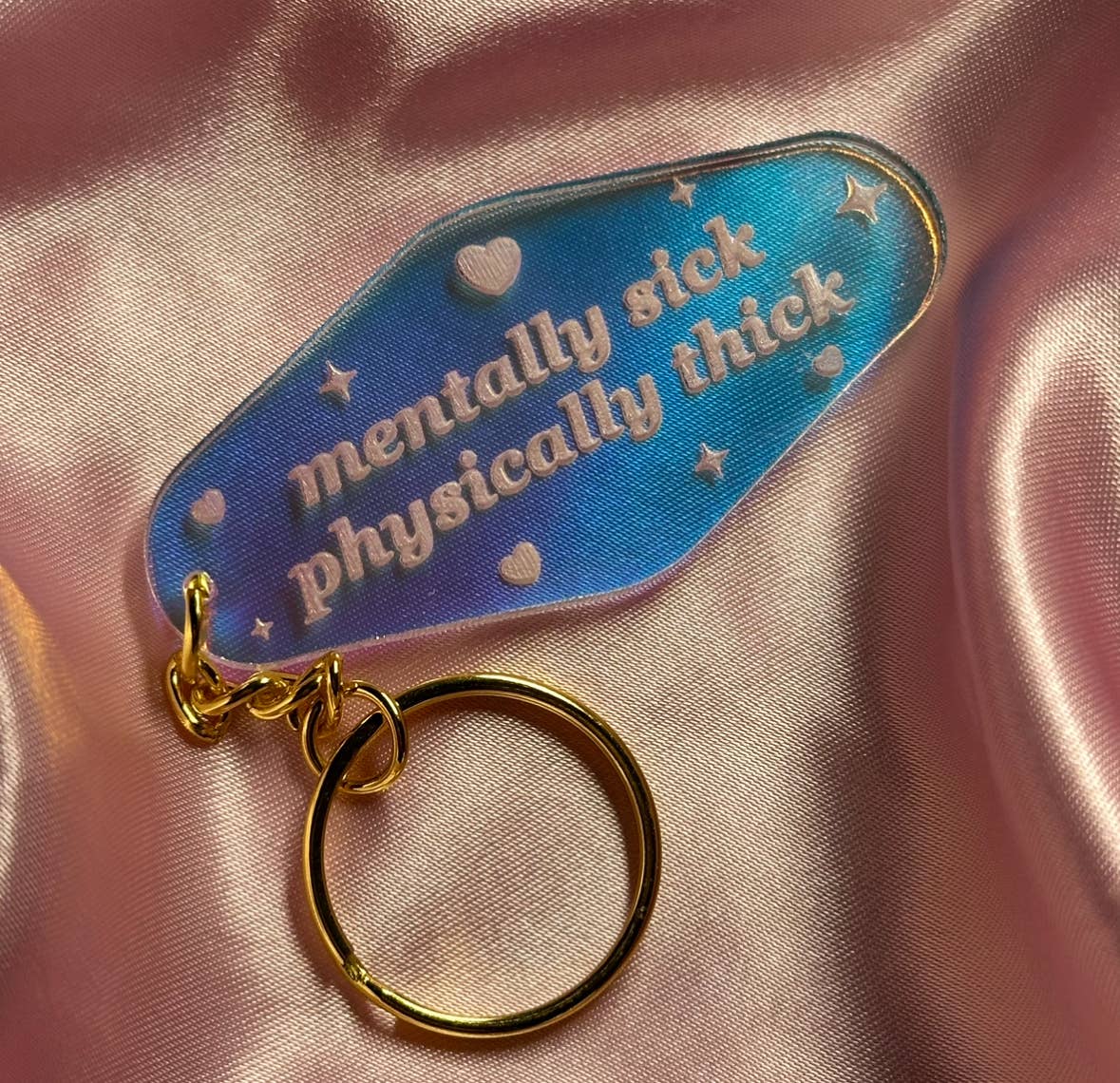 ShlemonArt – wholesale Keychain – Women's – Mentally Sick Physically Thick Motel Iridescent Keychain1