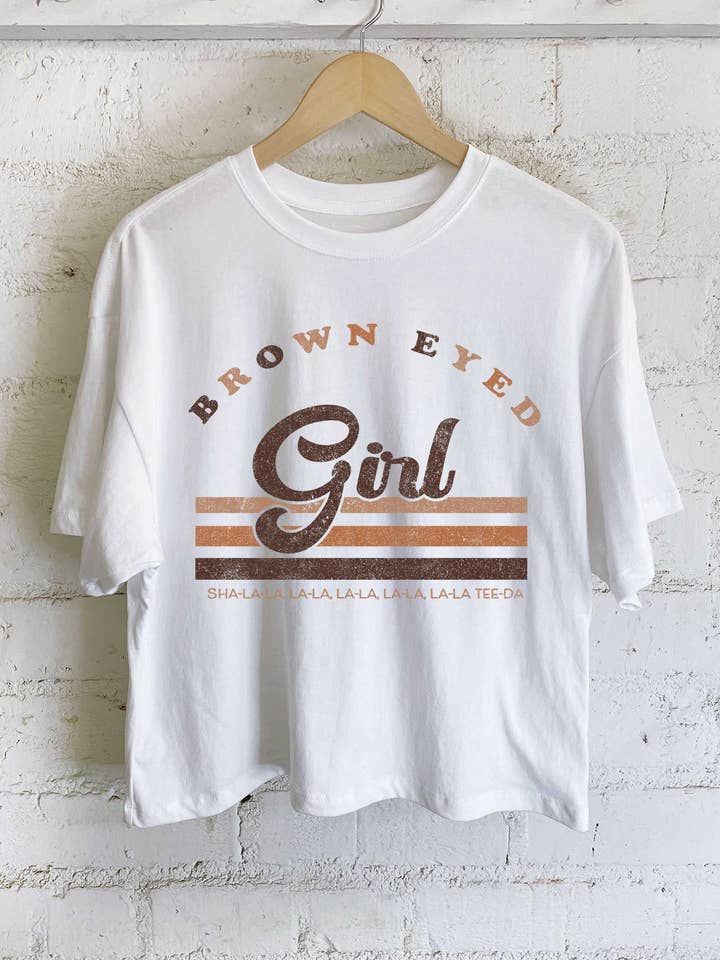 Rustee Clothing - Wholesale Screen Printed T-Shirt - Women's - BROWN EYED GIRL GRAPHIC LONG CROP TOP