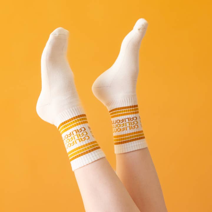 California Striped Ribbed Crew Socks for wholesale by Sunshine Studios