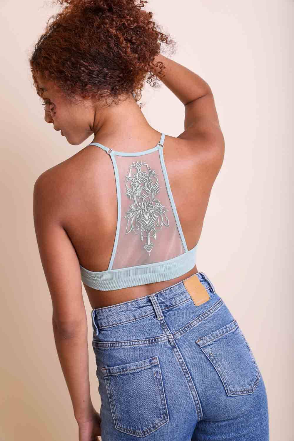 Leto Accessories - Venta al por mayor Brallete - Mujer - Leto Original - Bralette de malla con tatuaje y espalda racer6
