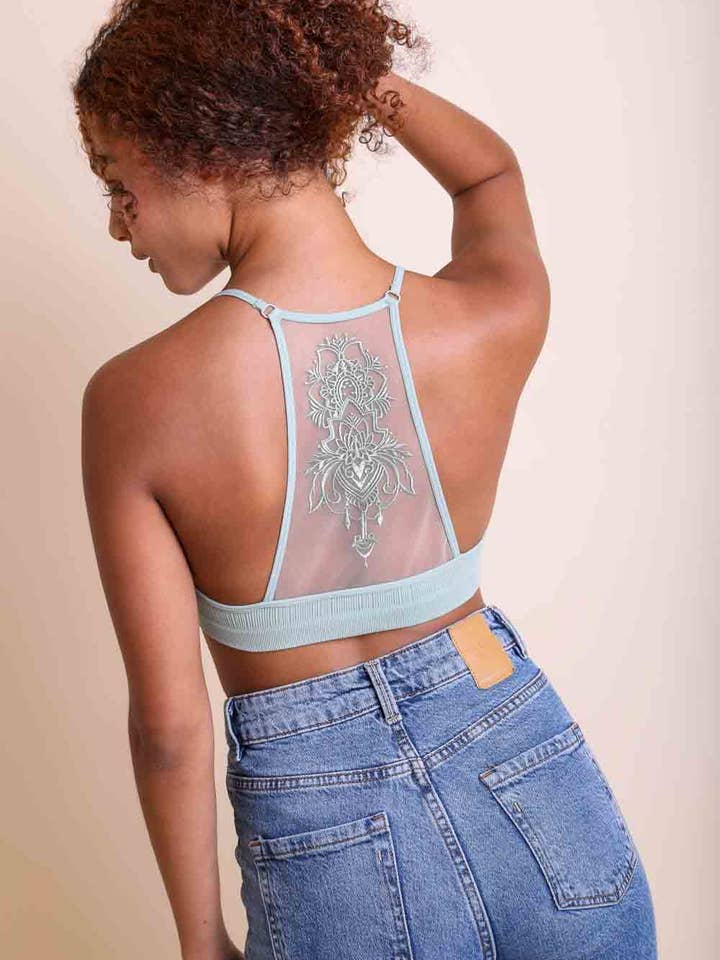 Leto Accessories - Venta al por mayor Brallete - Mujer - Leto Original - Bralette de malla con tatuaje y espalda racer6