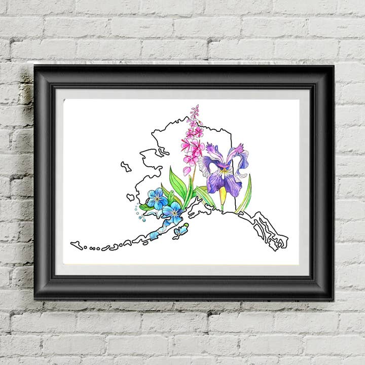 1291. Stampa di fiori selvatici dell'Alaska per la vendita all'ingrosso da parte di Dancing Raven Designs