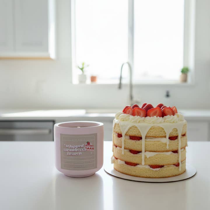 Vela de Soja de Morango Batido 5,50 Oz por atacado de Que Cute