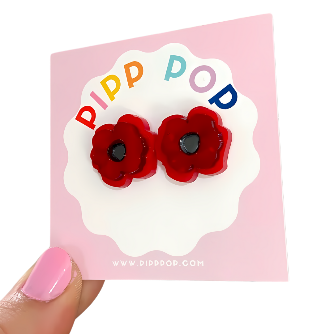 Pipp Pop – wholesale Stud/post earrings – Pip's Poppy Studs - 3 Colours Available1