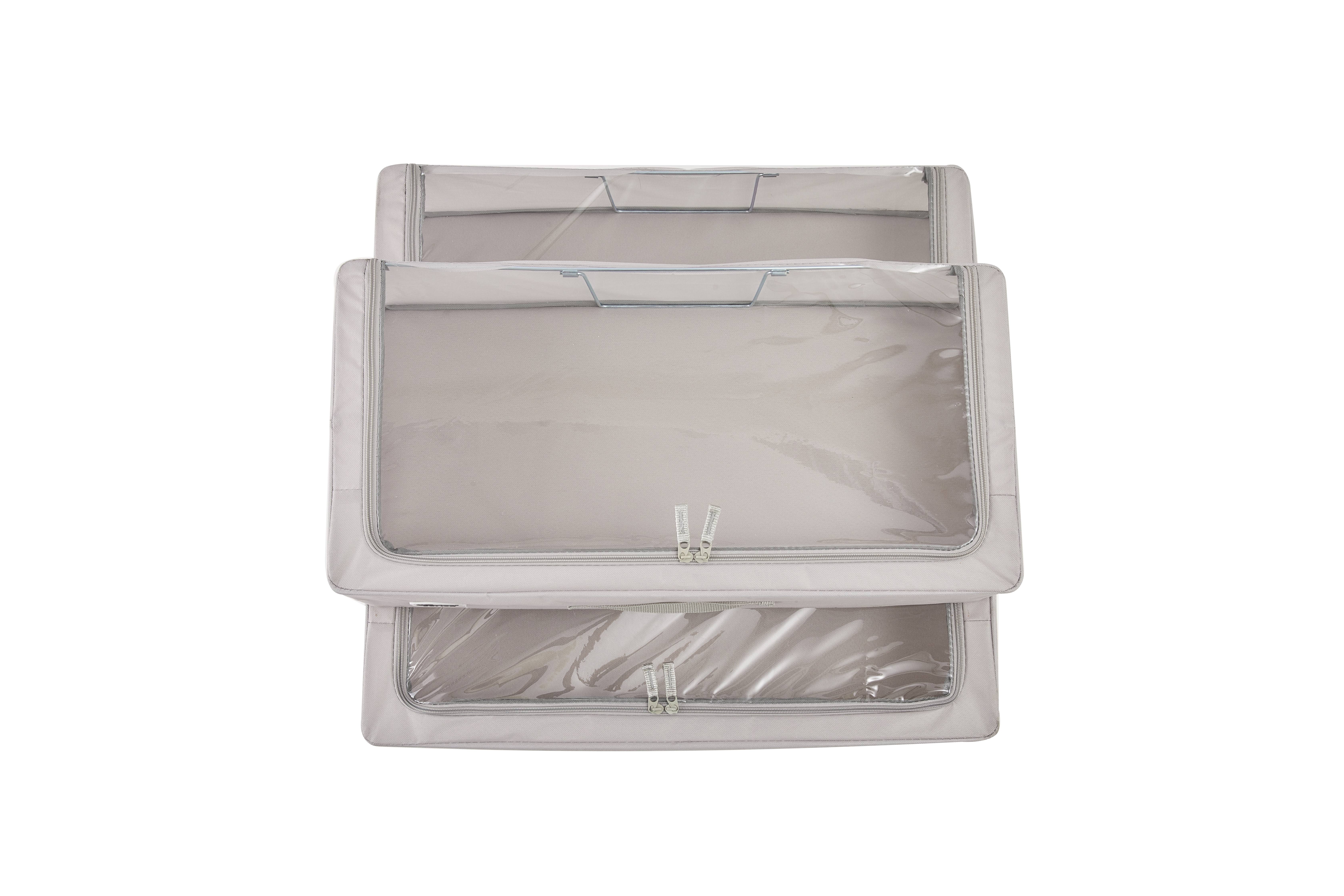 Periea - Vente Bacs de rangement - Boîte de rangement pliante fine Periea pour dessous de lit avec couvercle transparent à fermeture éclair9