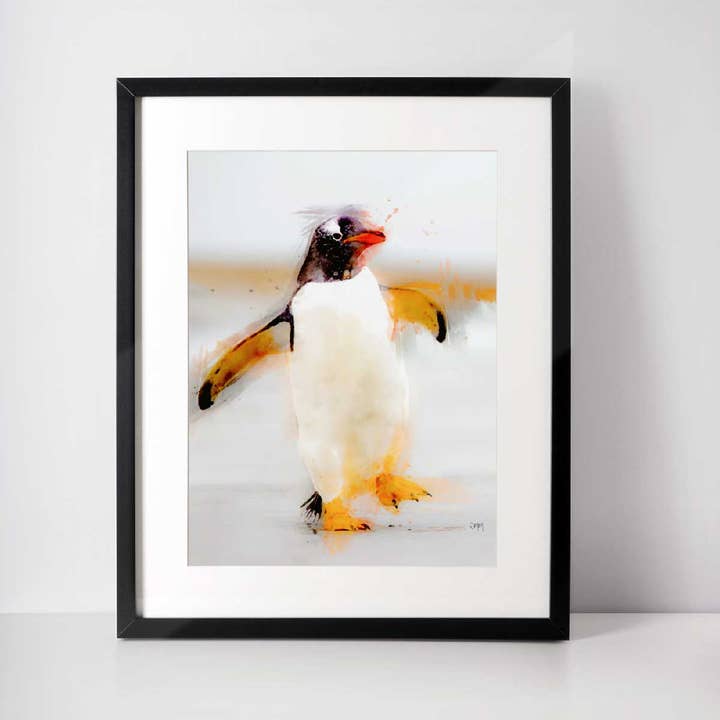 Waddles the Penguin Framed Wall Art Print for wholesale by Woolly Mammoth Media