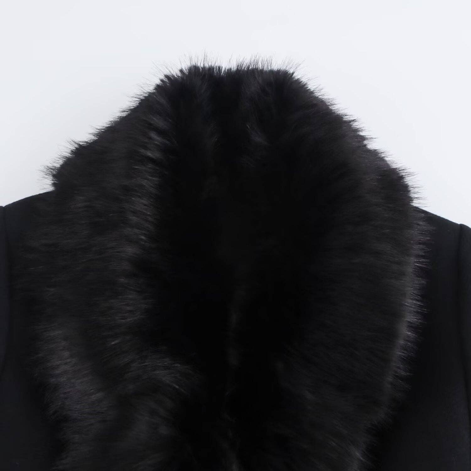 Marayn – wholesale Fur/faux fur coat – Women's – Chic Faux Fur Collar Belted Wool Coat 2025 Spring5