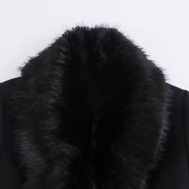 Marayn – wholesale Fur/faux fur coat – Women's – Chic Faux Fur Collar Belted Wool Coat 2025 Spring5