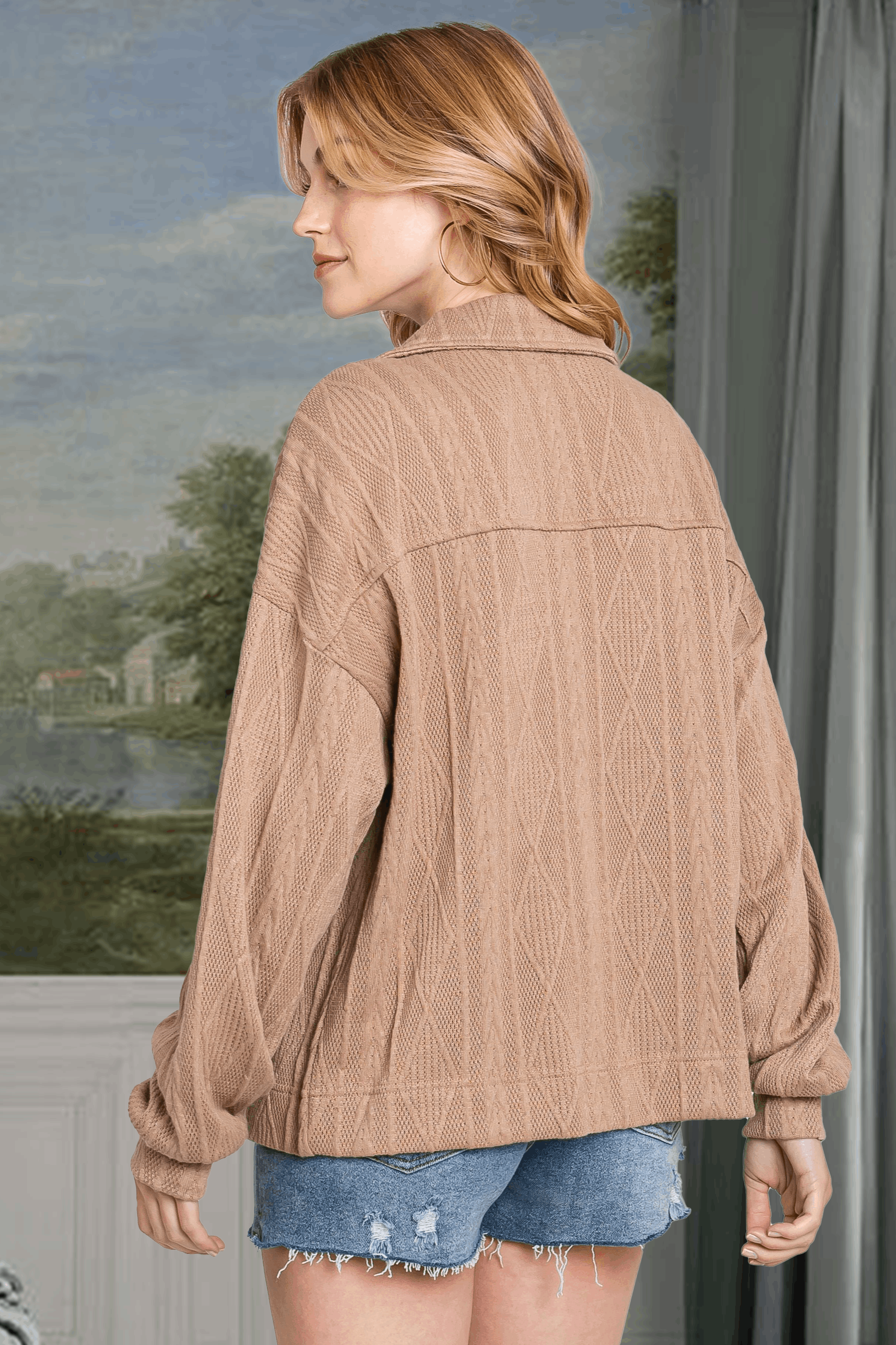 ELLEBORN – Großhandel Hemdjacke/Shacket – Damen – Strukturierte, entspannte Jacke-3393T9