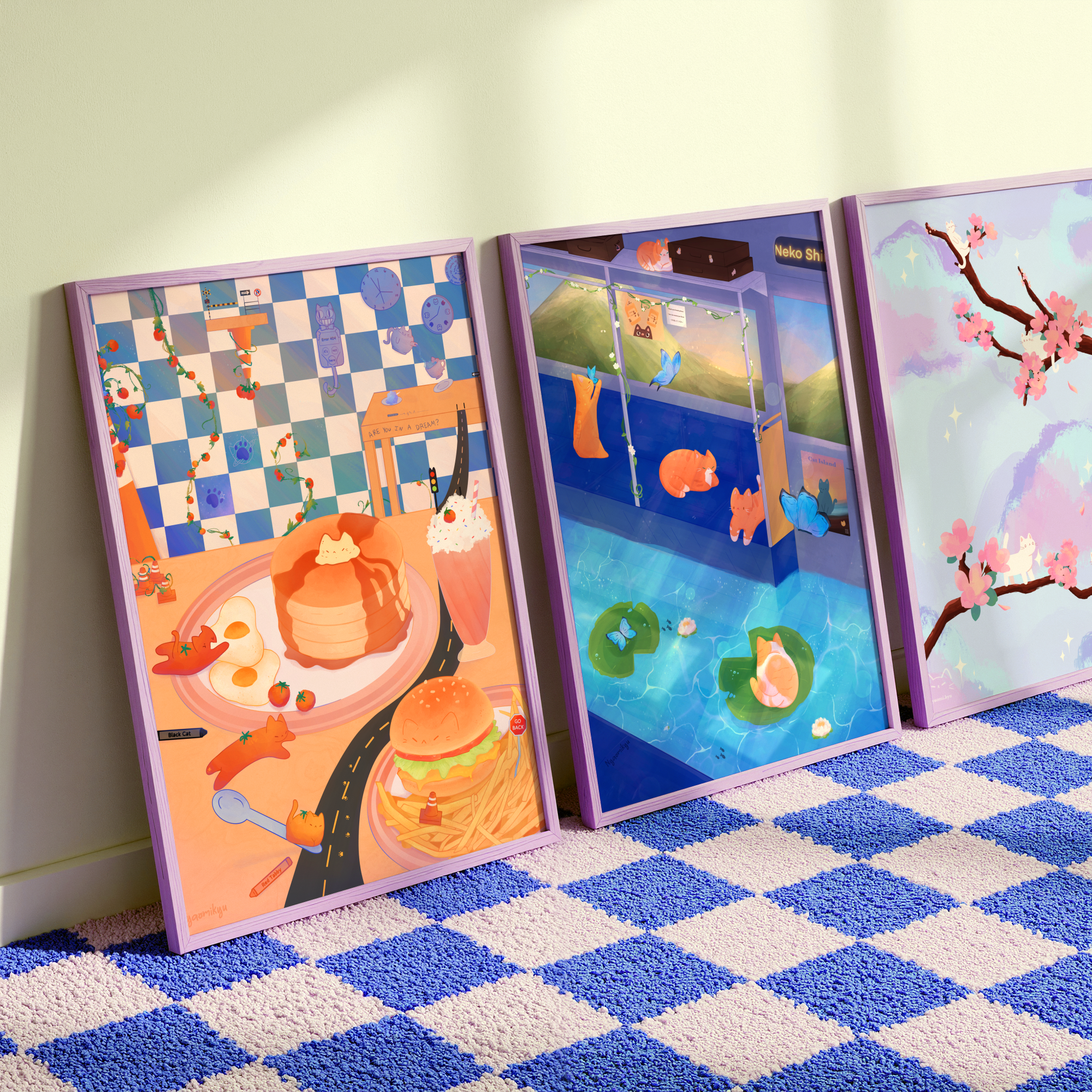 Nyaomikyu - Wholesale Art Print - Diner Cats Print2