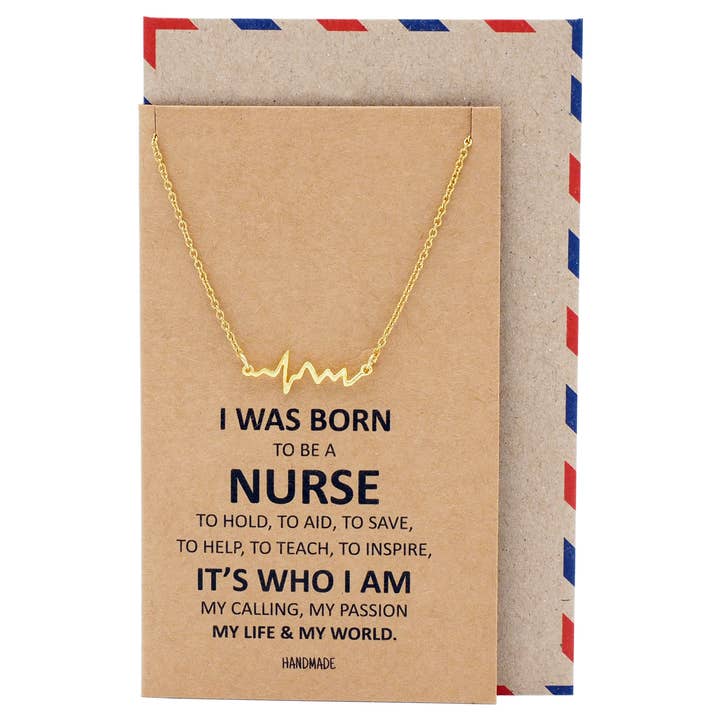 Quan Jewelry - Vendita all'ingrosso Collana con ciondolo/pendaglio - Collana con cardiogramma Macaria, regalo per infermiera25
