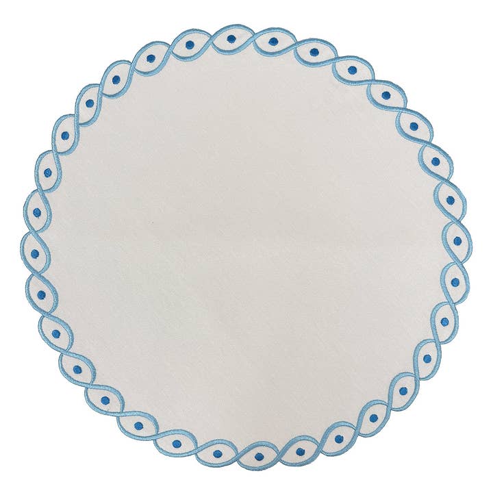 Embroidered Evil Eye placemat, Set of 4 for wholesale by JO & PA