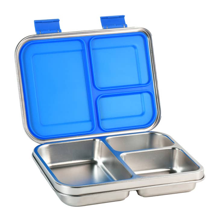 Mighty Stainless Steel 3-Compartment Lunchbox - Blue for wholesale by Mum Made Yum