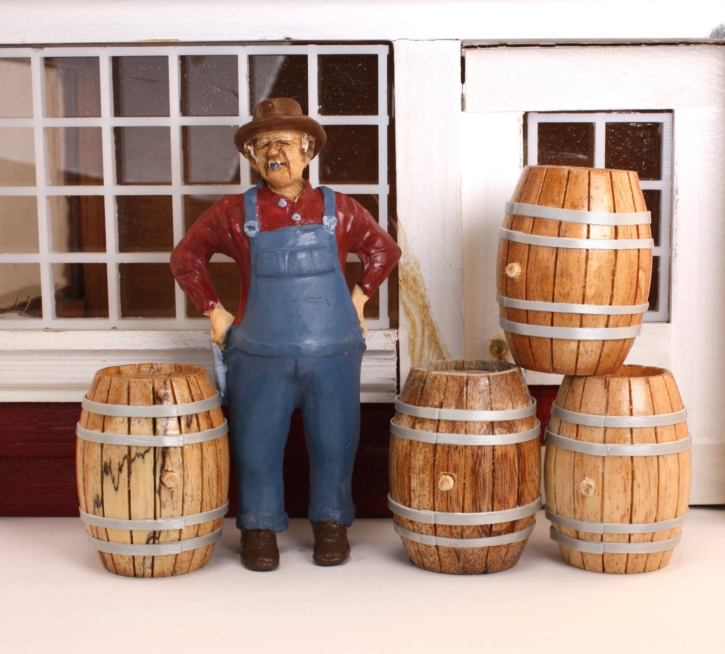 Meyer Imports - Wholesale Decorative Tabletop Object - Barrel - Vintage Wooden Whiskey - Set of 4 - 101-06026