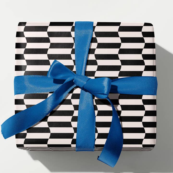 Striple Double Black and White Check Gift Wrap Sheets / Roll for wholesale by My Darlin'
