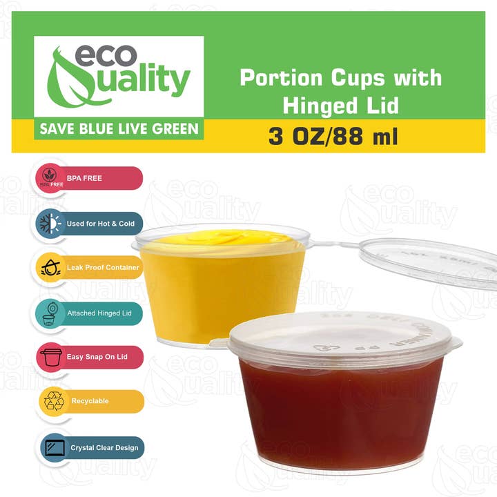 EcoQuality - Wholesale Food Storage Container - 3Oz Clear Leak Proof Plastic Condiment Souffle Containers