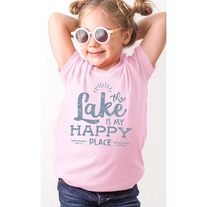 Vintage The Lake is My Happy Place Kids Graphic Tee for wholesale by Kids By Kissed Apparel