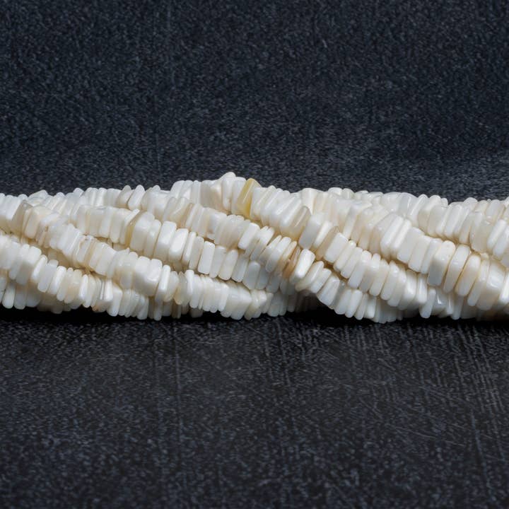 5-8mm Shell Square Heishis 16 inch 180 beads for wholesale by The Bead Traders