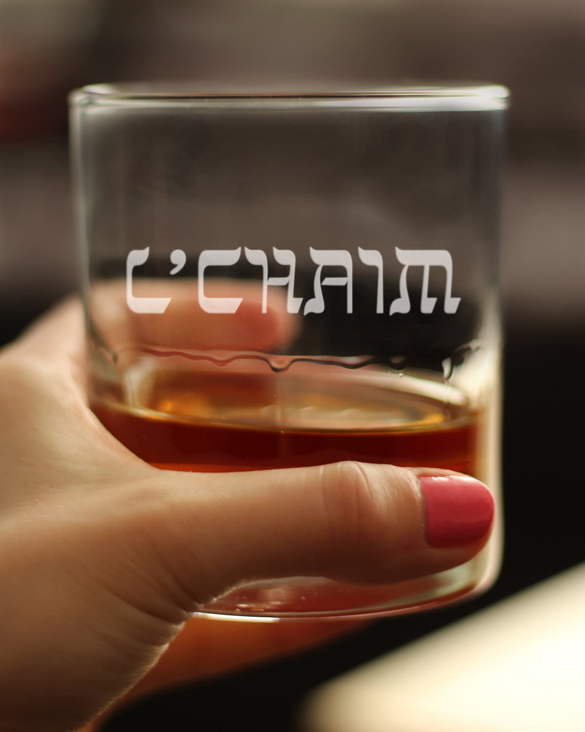 bevvee - Wholesale Cocktail/Liquor Glass - Cheers Hebrew L'Chaim Whiskey Rocks Glass - Jewish Gifts2