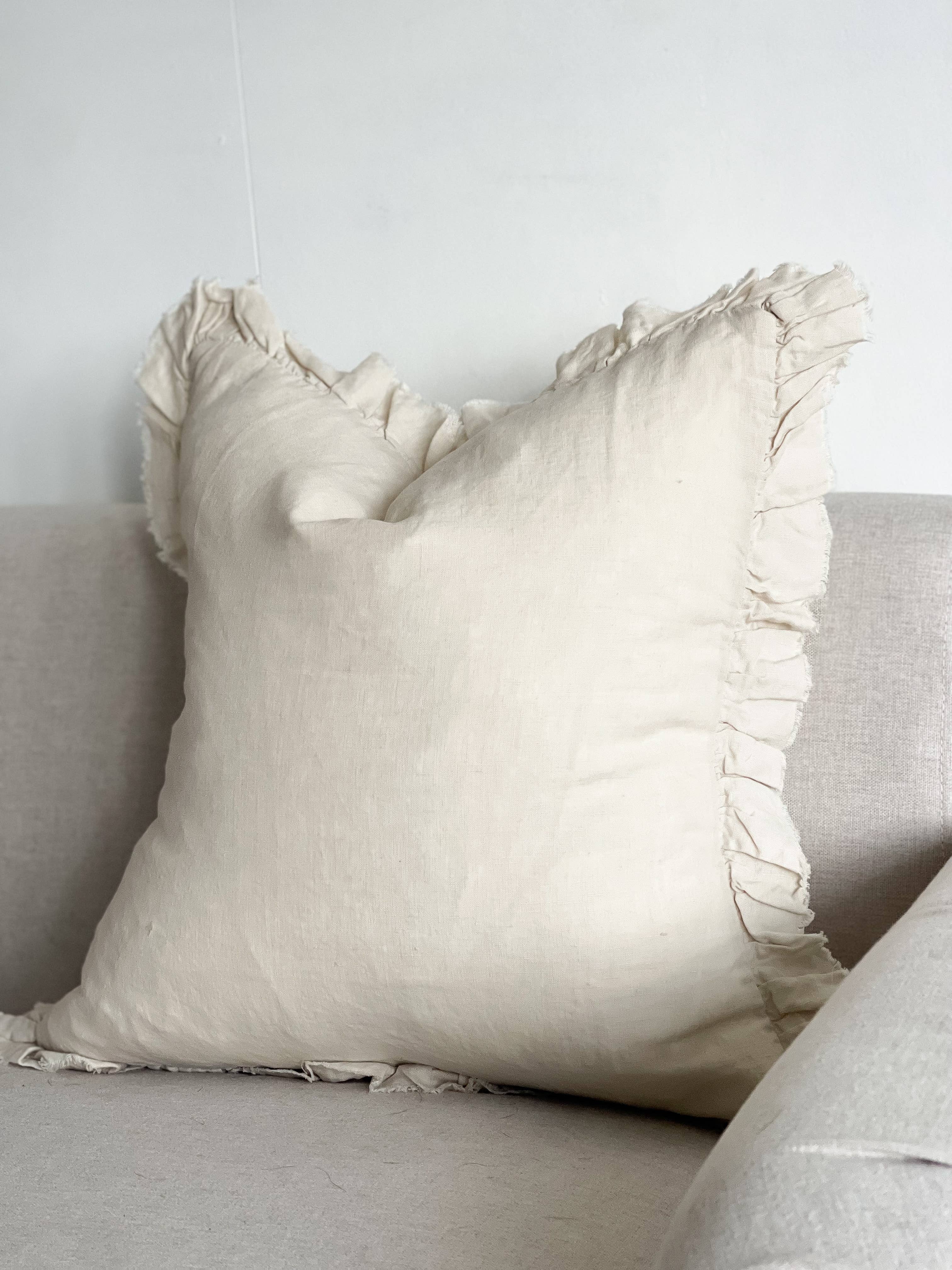 Ellenvale Trade - Wholesale Throw Pillow Cover - Hallie Ruffled Linen Cushion Cover – Cream2