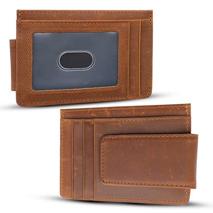 American Leather Goods - Wholesale Wallet - Men's - Personalized Leather Wallet with Magnet Clip