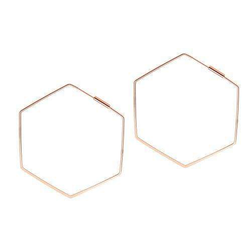 Juulry - Vendita all'ingrosso Orecchini a cerchio - Grandi orecchini a cerchio esagonali placcati in argento2