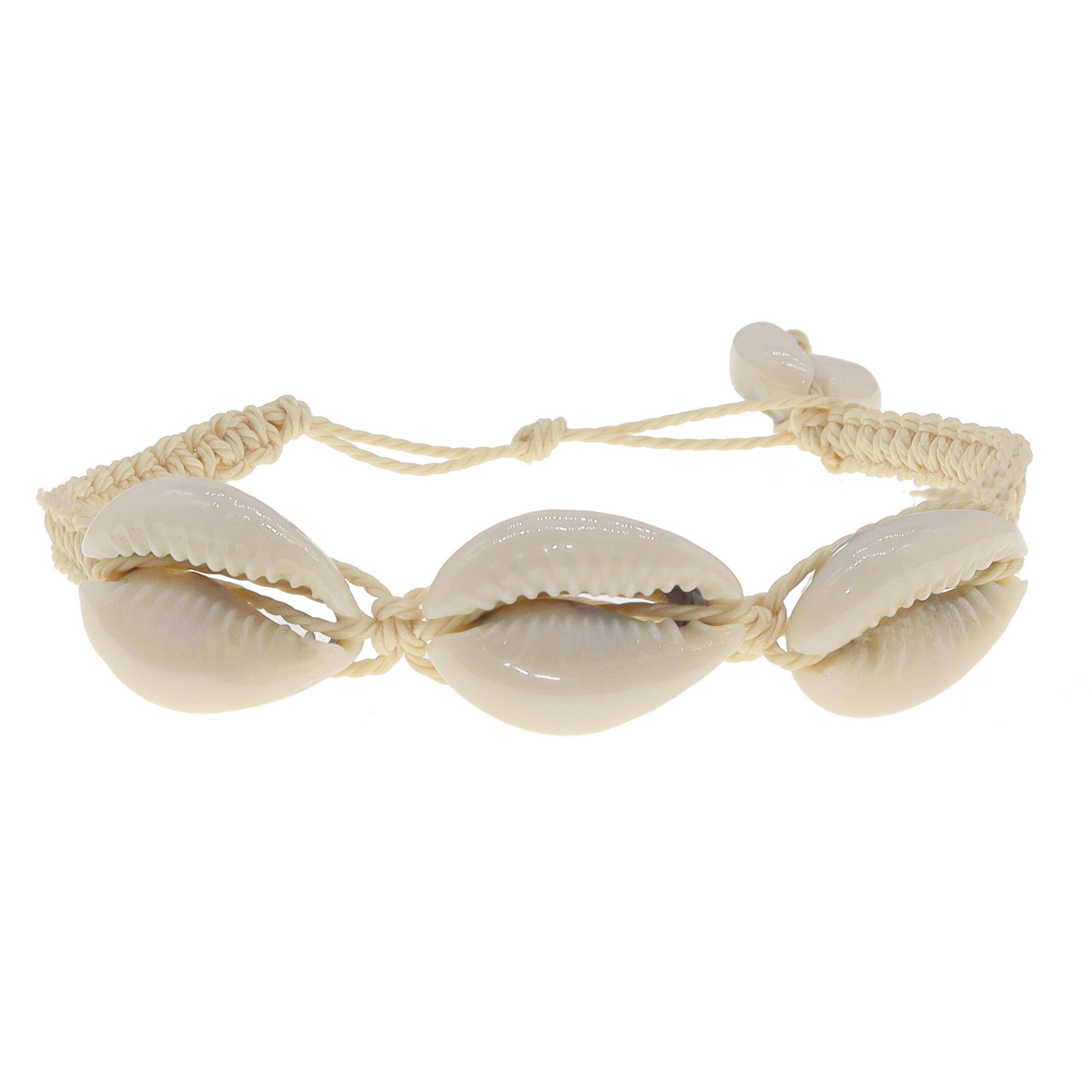 Natalia - Vente Bracelet tissé/tressé - Bracelet à cordon fin en forme de cauri tressé à la main - PC4