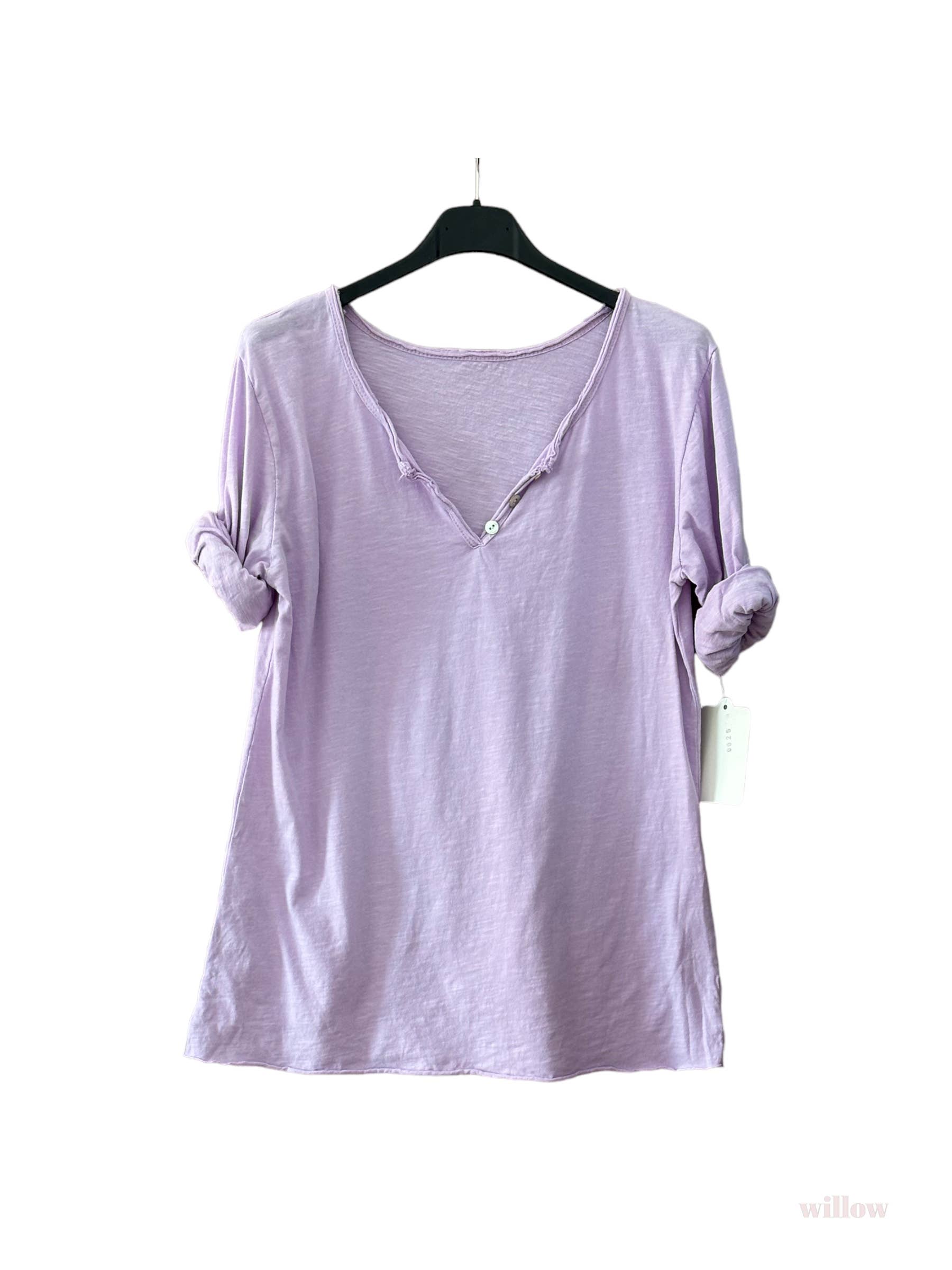 Moonsun - Wholesale T-Shirt - Women's - Plain long sleeve cotton T-shirt with Tunisian collar #30388