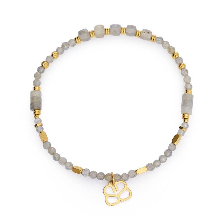 Yasmin Guld & Labradorit Ädelstenspärlarmband för wholesale av Boho Betty