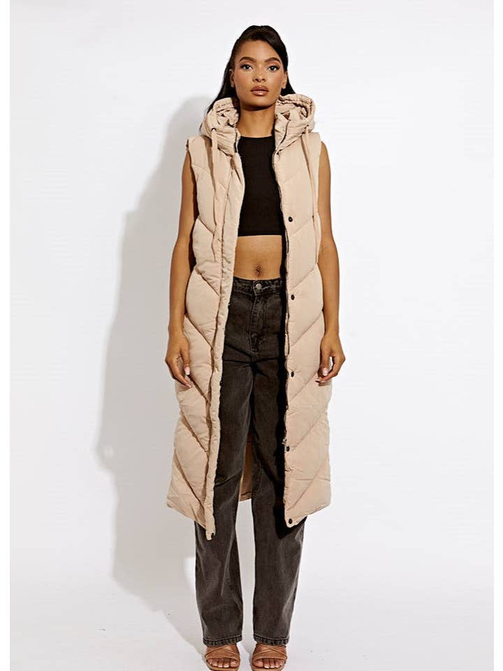 Stylewise Direct - Wholesale Outerwear Vest - Women’s - Turtle Neck Hooded Longline Padded Gilet3