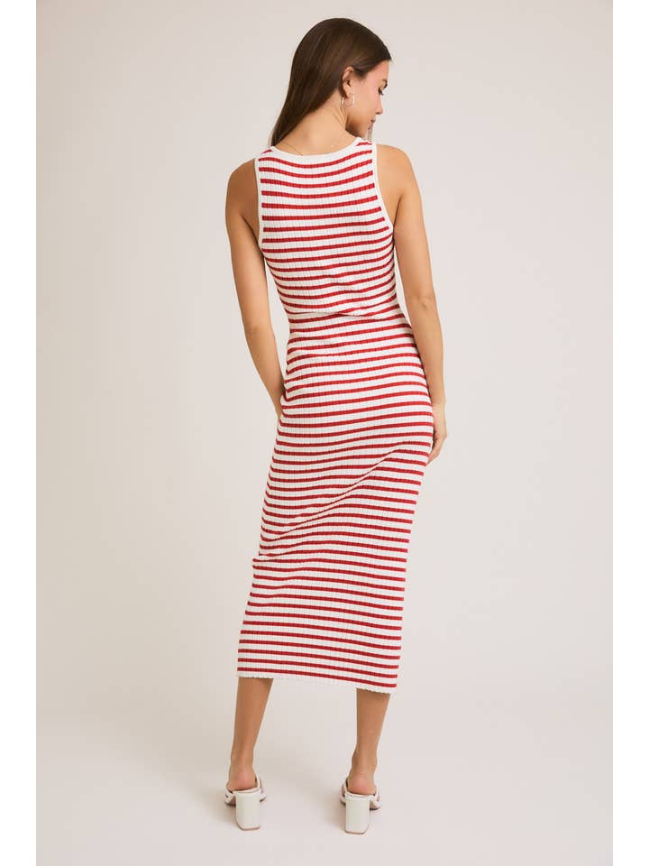 LE LIS - Wholesale Dress - Women's - SLEEVELESS ROUND NECK STRIPED RIB SWEATER DRESS7
