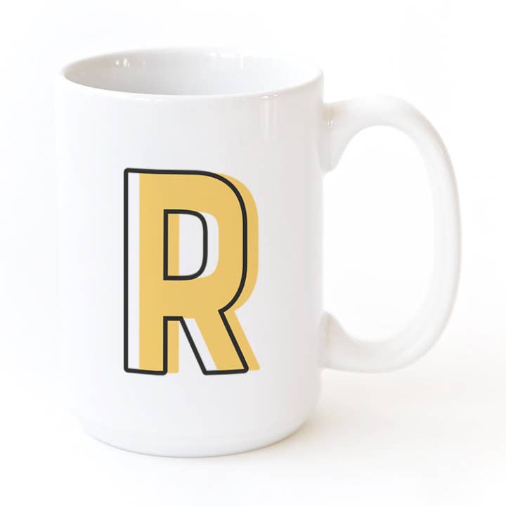 Candy Pop Monogram Initial R Mug à café en céramique pour la vente par The Cotton & Canvas Co.