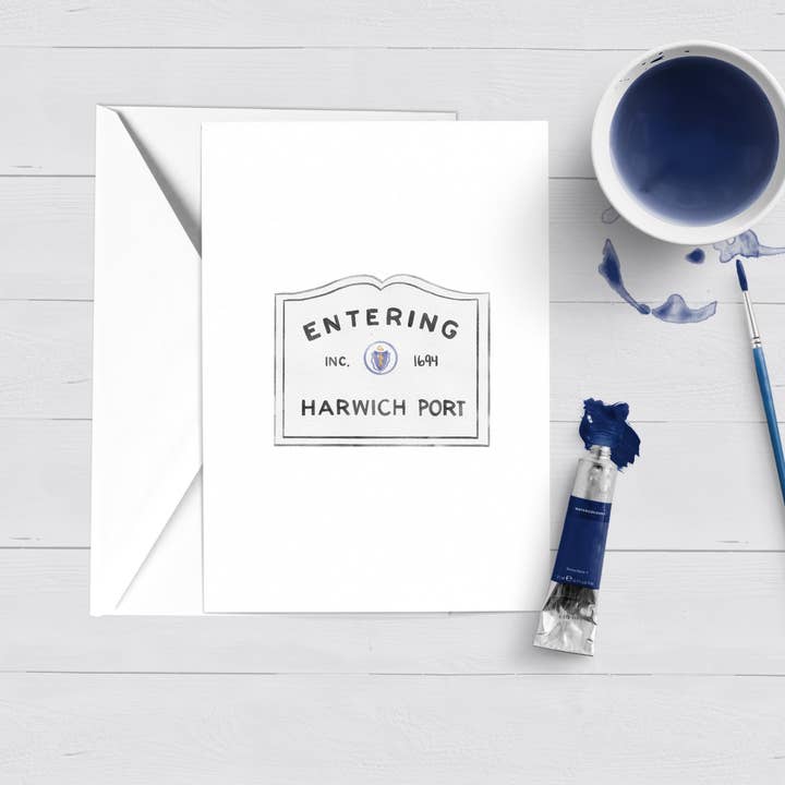 Entering Harwich Port Cape Cod Sign Greeting Card for wholesale by WonderfullyWrittenCo