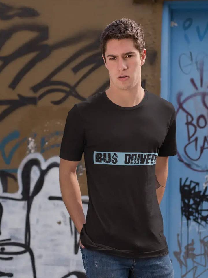 Camiseta Bus Driver, camiseta para hombre, ocupación, talla S, negra, cuello redondo de algodón para venta al por mayor de ULTRABASIC