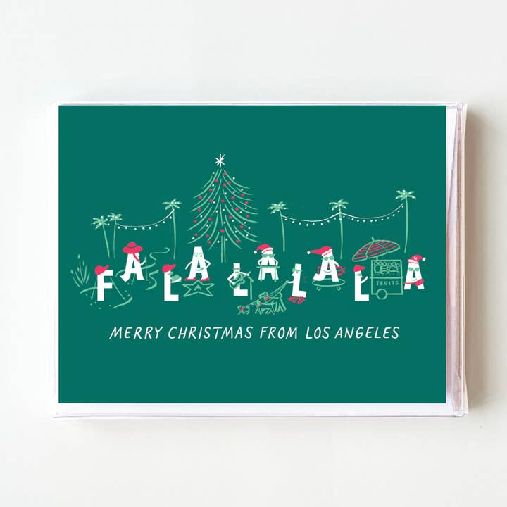 Los Angeles Christmas Falalalala Card - Boxed Set for wholesale by Ruby Sneakers Studio