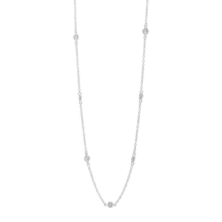 White Silpada Allium Necklace with Cubic Zirconia in Silver for wholesale on Faire7