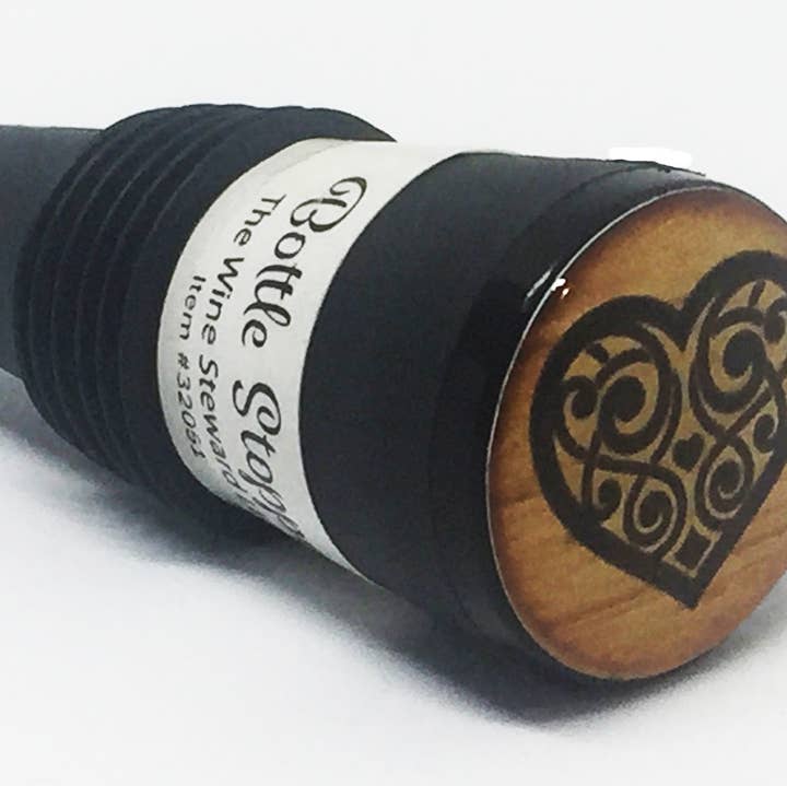 The Wine Steward LLC - Wholesale Wine Stopper - Woodgrain Heart Bottle Stopper