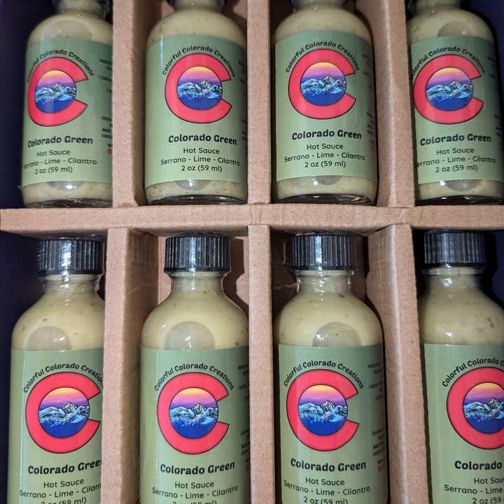 Colorful Colorado Creations llc. - Wholesale Hot Sauce - 2 oz Mini-Bottles Individual flavors- Colorado Green0