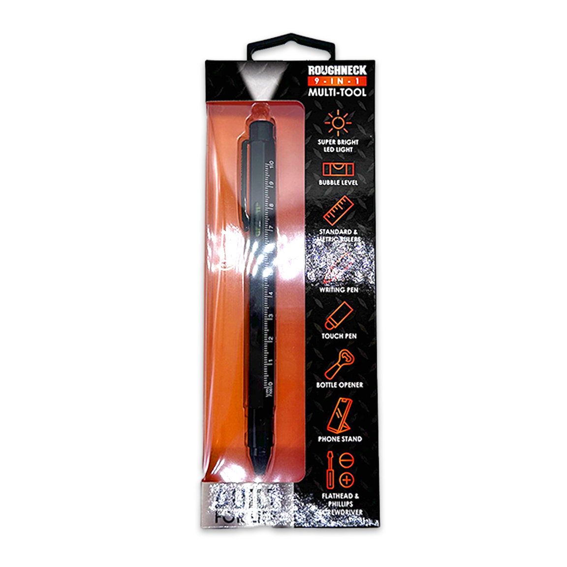 Novelty Brands - Wholesale Pen & Pencil Holder - Roughneck 9-In-1 Multi-Tool Pen - 6/Display3