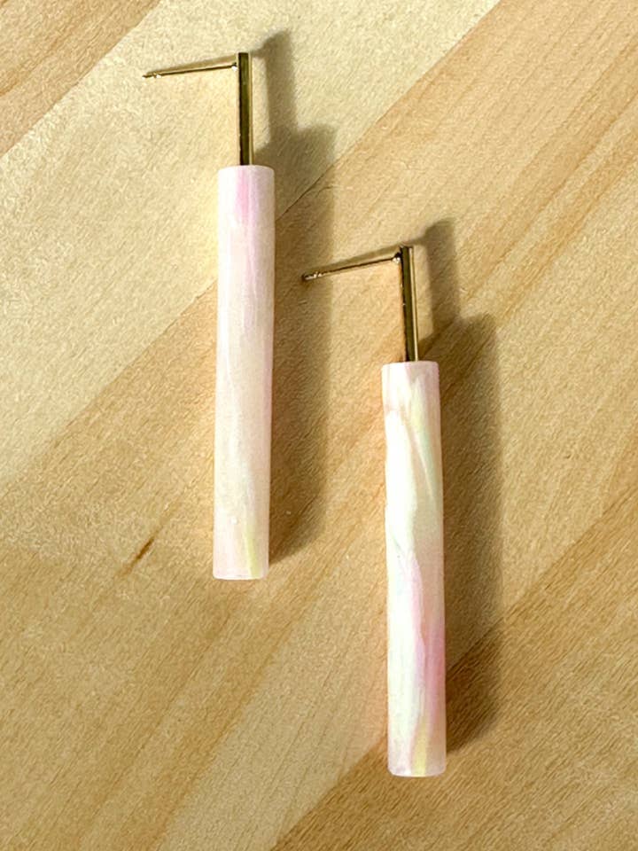 PILAR | Fire Opal Polymer Clay Earrings | Signature Collecti for wholesale by Aves + Brit | Handmade Midwest Modern Jewelry