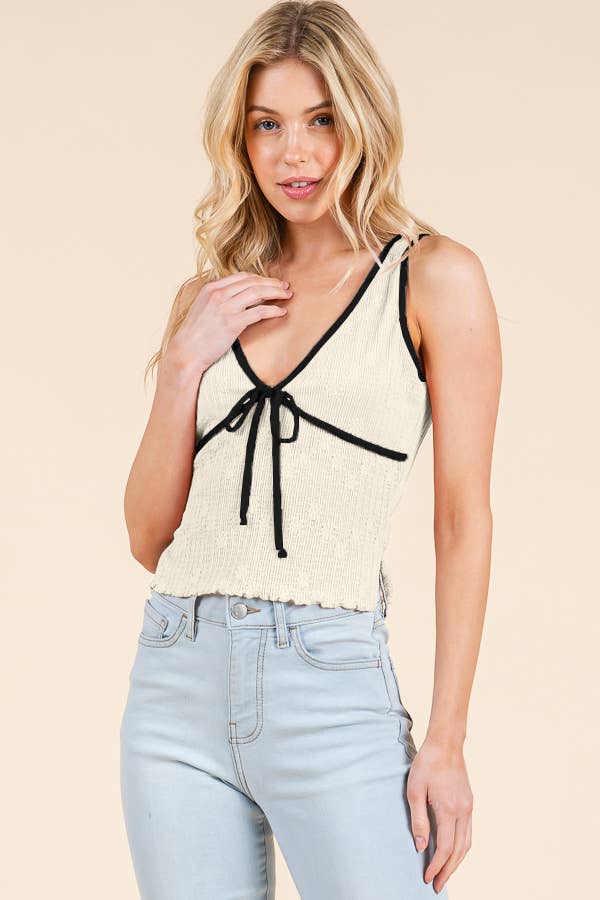 Heart & Hips - Wholesale Knit Top - Women's - LK54351 - BINDING MERROW W/BOW SLEEVELESS TOP9