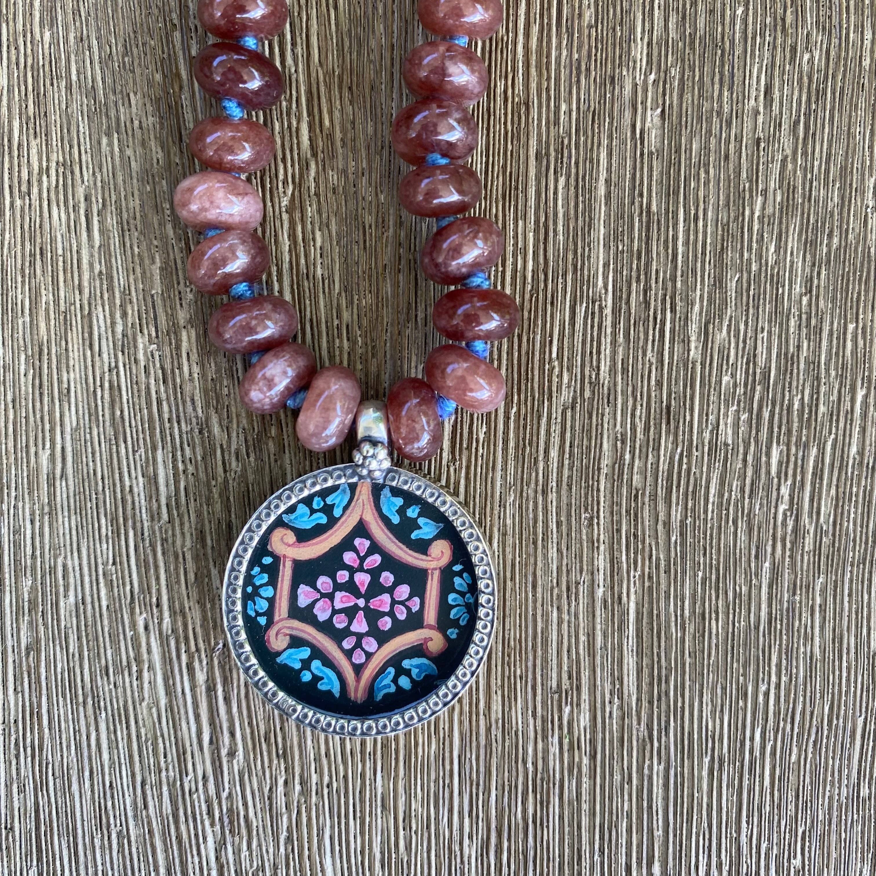 Jen Stock Mindful Designs - Wholesale Pendant/Charm Necklace - Block Print Beaded Necklaces20