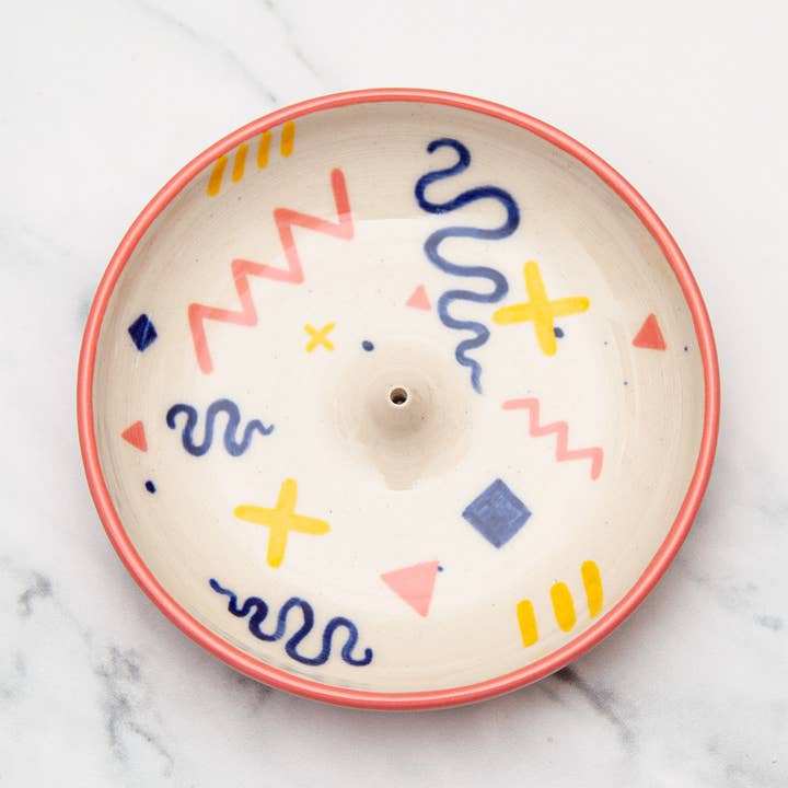 Ceramic Glazed Stick Incense Holders - Hand Painted Shapes for wholesale by Melike Carr